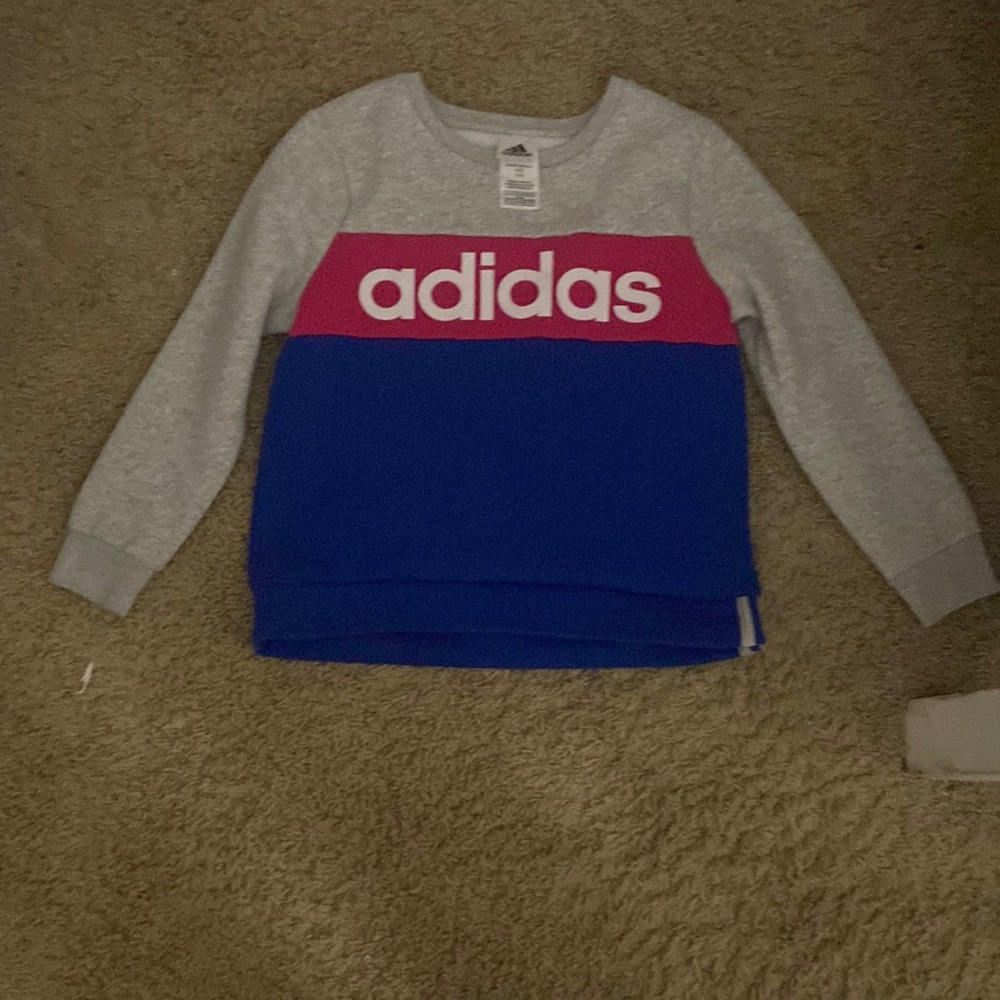 Adidas blue and pink crewneck